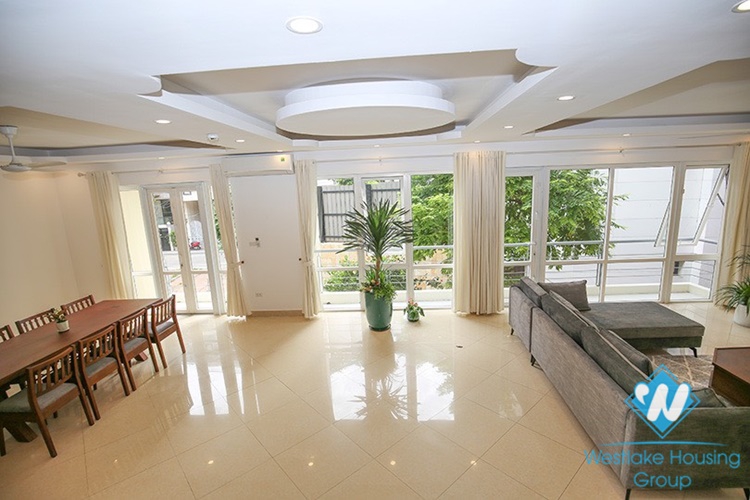 Gorgeous house with front yard and top terrace and lake view for rent in Tay Ho, Hanoi